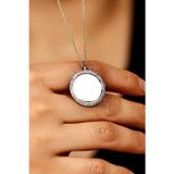 Roza Silver Zirkon Taşlı Rodyum Yuvarlak İsimli Gümüş Kolye