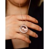 Roza Silver Zirkon Taşlı Rose Çift Kalp İsimli Gümüş Kolye