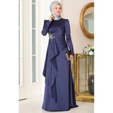 Roza Tesettür Abiye Lacivert