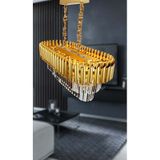 Roza Varaklı Gold 75x35 Cm Lik Kristal Taşlı Lüks Avize - Yatak Odası - Salon - Mutfak - Hol Altın