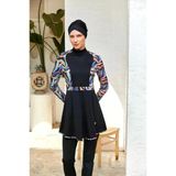 Rozamay 253117 Halle Siyah Tam Boy Lycralı Dijital Desen Tesettür Mayo