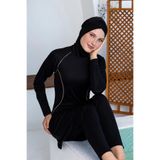 Rozamay 3130 Hila Likralı Uzun Kollu Tesettür Mayo SİYAH