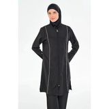 Rozamay Su Itici Paraşüt Kumaş Büyük Beden Kadın Tesettür Mayo 253501 - 5XL - Siyah