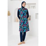 Rozamay Wılla Jileli Uzun Kollu Tesettür Mayo 3302 - Koyu Lacivert - 2XL