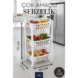 Roza's Home 3 Katlı Sepet Tezgah Yanı Arası Raf Düzenleyici Mutfak Organizer Org-78