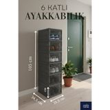 Roza's Home 6 Katlı Portatif Ayakkabılık Çok Amaçlı Organizer Katlanabilir Taşınabilir "Antrasit"