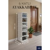 Roza's Home 6 Katlı Portatif Ayakkabılık Çok Amaçlı Organizer Katlanabilir Taşınabilir "Beyaz"