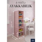 Roza's Home 6 Katlı Portatif Ayakkabılık Çok Amaçlı Organizer Katlanabilir Taşınabilir "Pudra"