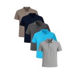 ROZELT %100 Pamuklu Lakost Kumaş 5'li Paket Regular Fit Polo Yaka T-shirt