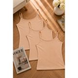 Rozelt Kadın Bambu Ip Askılı Atlet | Yumuşak Dokulu Nefes Alan 3'lü Basic Iç Giyim - Çok Renkli - 2XL