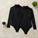 Rozelt Kadın Pamuklu Likralı Penye Uzun Kol Siyah Boğazlı 2'li Çıtçıtlı Body - XL