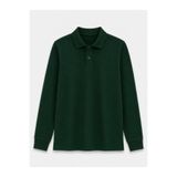 ROZELT Koyu Yeşil Uzun Kollu Polo Yaka Lakos Okul T-shirt R.O.Z.K.U.U.LT.E.L.T.