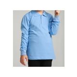 ROZELT Mavi Uzun Kollu Polo Yaka Lakost Okul T-shirt R.O.Z.K.U.U.LT.E.L.T.
