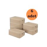ROZET TEKSTİL 6 Adet Büyük Boy Kahverengi Yatak Baza Altı Çok Amaçlı Hurç 64 x 45 x 22 Cm Kahverengi 44 x 65