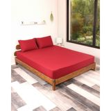 Rozet Tekstil Bordo 200X200 Çift Kişilik Lastikli Çarşaf Takımı Fitted Pamuklu Dokuma Kumaş Yastık Kılıflı - 200 x 200