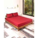 ROZET TEKSTİL Bordo Lastikli Çarşaf Takımı Fitted Pamuklu Kumaş Yastık Kılıflı Bordo 100 x 200