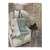 ROZET TEKSTİL Çağla Yeşili Müslin Koltuk Şalı/TV Battaniyesi Çağla yeşili-ivory 120 x 180