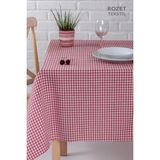 Rozet Tekstil Çok Amaçlı Sofra Bezi Piknik Örtüsü Pötikare Pamuklu Dertsiz Masa Örtüsü (170 x 170 Cm) - Kırmızı - Beyaz