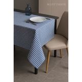 Rozet Tekstil Çok Amaçlı Sofra Bezi Piknik Örtüsü Pötikare Pamuklu Dertsiz Masa Örtüsü (170 x 170 Cm) - Mavi