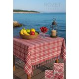 Rozet Tekstil Çok Amaçlı Sofra Bezi&Piknik Örtüsü&Masa Örtüsü Pötikare Desenli Saçağı Bağlamalı Masa Örtüsü - Bordo - 170 x 170 cm