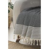 Rozet Tekstil Koltuk Kanepe Örtüsü Koruyucu | Koltuk Şalı | 170X200 | Çekyat Örtüsü | - 170 x 200 cm - Siyah - Beyaz