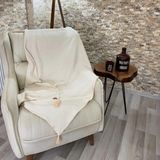 Rozet Tekstil Koltuk Şalı – Tv Battaniyesi Pamuk Doğal 4 Katlı Müslin Kumaş - 120 x 180 cm - Bej