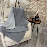 Rozet Tekstil Koltuk Şalı – Tv Battaniyesi Pamuk Doğal 4 Katlı Müslin Kumaş - 120 x 180 cm - Gri