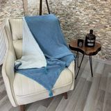 Rozet Tekstil Koltuk Şalı – Tv Battaniyesi Pamuk Doğal 4 Katlı Müslin Kumaş - 120 x 180 cm - Mavi