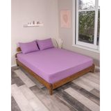 Rozet Tekstil Mor 200X200 Çift Kişilik Lastikli Çarşaf Takımı Fitted Pamuklu Dokuma Kumaş Yastık Kılıflı - 200 x 200