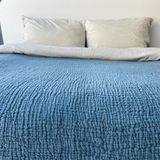 Rozet Tekstil Müslin Yatak Örtüsü/Pike 4 Katlı - 160 x 230 cm - Mavi