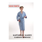 ROZET TEKSTİL Pamuklu Kapüşonlu Çocuk Garson Boy Unisex Cepli Bukle Kadife Bornoz