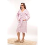 Rozet Tekstil Sultan Mor L/XL Püsküllü Kapüşonlu Banyo Sauna Havuz Plaj Kadın Erkek Unisex Cepli Pamuklu Peştamal Bornoz - L - XL