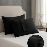 Rozet Tekstil Yastık Kılıfı Pamuk Kumaş Kapaklı (2 Adet) 50 x 70 cm - Siyah