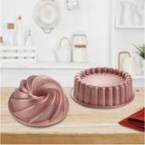 Rozetli Pembe Döküm Granit Rüzgar Gülü ve Tart Kalıbı Seti, Şık ve Dayanıklı Tasarım - Seçenek 1 - Ahşap - Bej