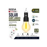 ROZIA Solar Kamp Lambası Uzaktan Kumandalı Şarjlı LED Ampul | Type-C | 6-10 Saat Kullanım