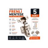 ROZIA Yarım Deve Boynu Frenli Menteşe Tam Açılır Gizli Dolap Menteşesi 5’li Paket