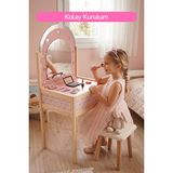 Rozitoys Ahşap Çocuklar için Makyaj Masası Ve Taburesi 005966-67
