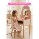 ROZİTOYS Ahşap Çocuklar İçin Makyaj Masası Ve Taburesi