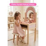 Rozitoys Ahşap Makyaj Masası ve Taburesi 1 Parça Çok Renkli Sağlam Malzeme ile Eğlenceli Oyun - yok