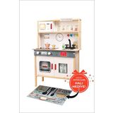 Rozitoys Ledli Ahşap Montessori Çocuk Oyuncak Mutfak - Hediye Halı Dbk101