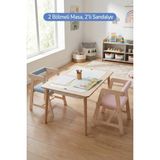 Rozitoys Montessori Çocuk Ahşap Oyun Etkinlik Çalışma Masası, 2 Sandalye Seti - yok