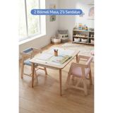 ROZİTOYS Montessori Çocuk Ahşap Oyun Etkinlik Çalışma Masası, 2 Sandalye Seti