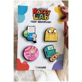 Rozzy Lab Adventure Time 4lü Rozet Set - Finn Jake Bmo Prenses Ciklet - Broş - Yaka Çanta Aksesuar