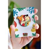 Rozzy Lab Fred & Vilma Çakmaktaş Pin - Rozet - Ahşap - Broş - Yaka Çanta Aksesuar