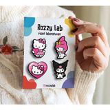 Rozzy Lab Hello Kitty 4lü Rozet Set - Hello Kitty Kuromi Melody - Broş - Yaka Çanta Aksesuar