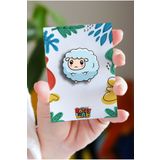 Rozzy Lab Kuzucuk Cute Sheep Pin - Rozet - Ahşap - Broş - Yaka Çanta Aksesuar