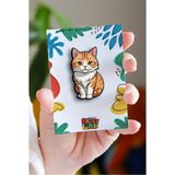 Rozzy Lab Sarı Kedi - Pin - Rozet - Broş - Yaka Çanta Aksesuar