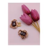 RP COMPANY GOLD ÇERÇEVELİ, ANTRASİT TAŞLI, ANTIQUE MODEL DÜĞME KAPAĞI/DÜĞME BROŞ/KOL DÜĞMESİ
