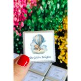 rprint Balon Ayı Kare Çikolata Etiketi Doğum Günü Madlen Etiket /100 Adet-3,5 Cm