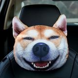 RRSDJJ Özgünlük Araba Koltuğu Kafalık Boyun Yastığı, Karikatür Shiba Inu Baş Dayama Boyun, Komik Canlı 3D Peluş Husky Köpek Araba Boyun Yastığı Sevimli Yavru Araba Kafalık Yastık (Husky)